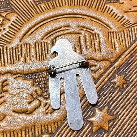 Old Sterling Silver Thunderbird Pin - Picture 2 of 2